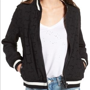 BLANK NYC Reversible FLORAL/ EYELET BOMBER JACKET